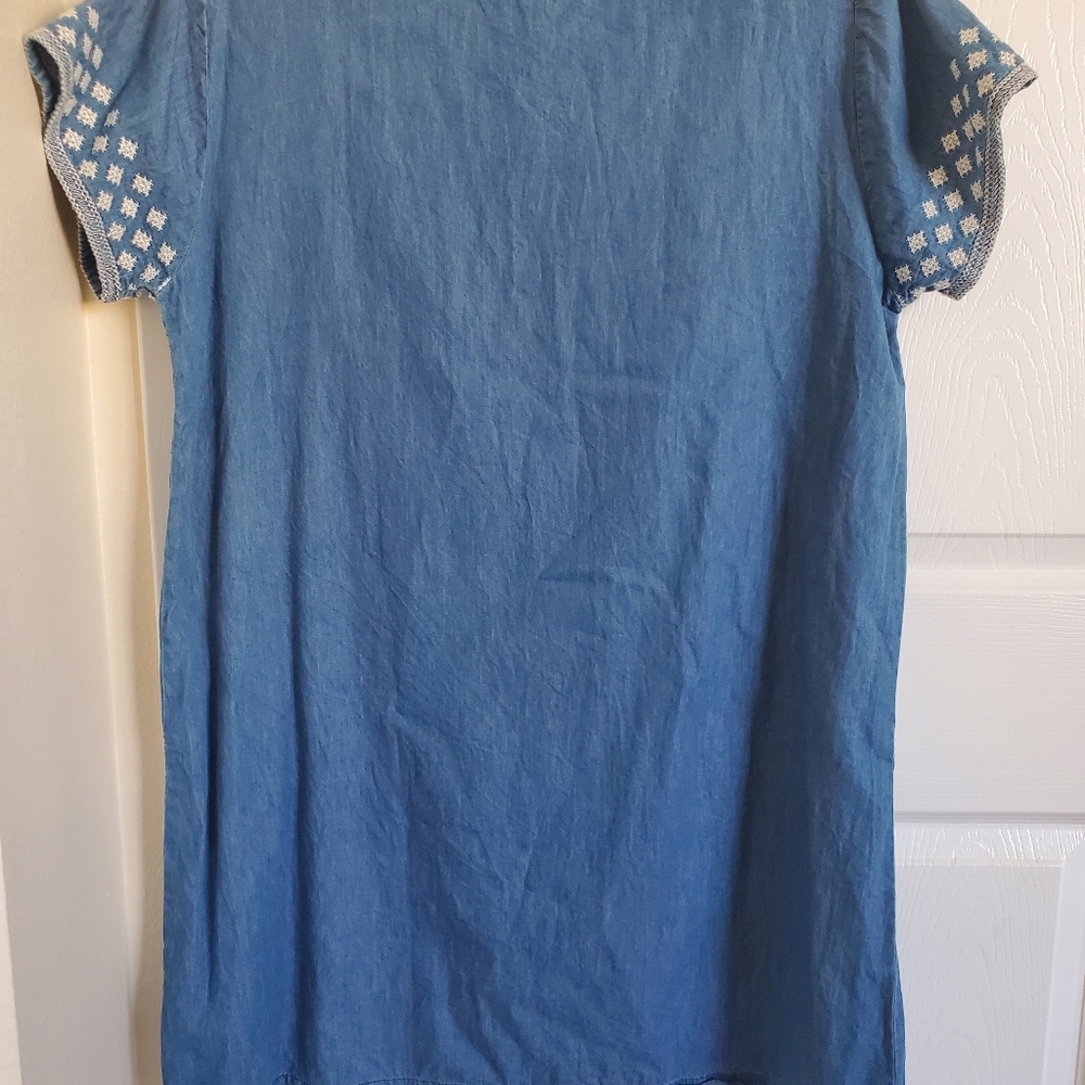 Embroidered Blue Cotton Dress L/XL - Picture 6 of 9